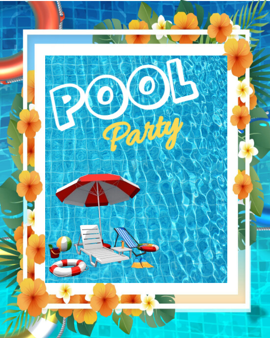 Pool party invitation free editable Template | PosterMyWall