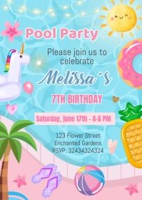pool party invitations templates A6