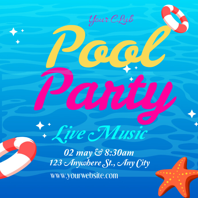 Plantilla de Pool Party Live Music | PosterMyWall