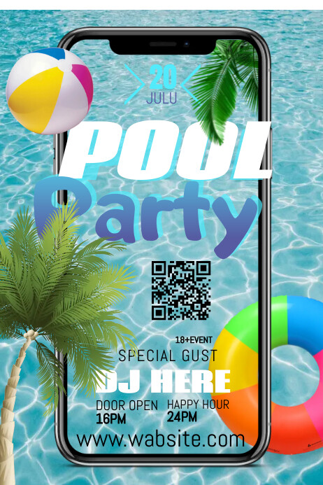 Pool Posting Copy of Pool Party Post Template | PosterMyWall
