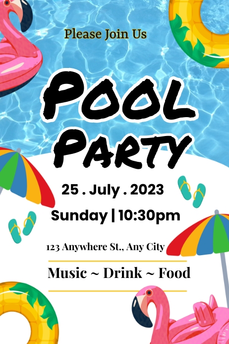 Pool Party Poster Template | PosterMyWall