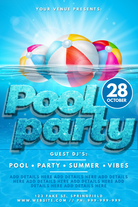 Pool Party Poster Template Postermywall