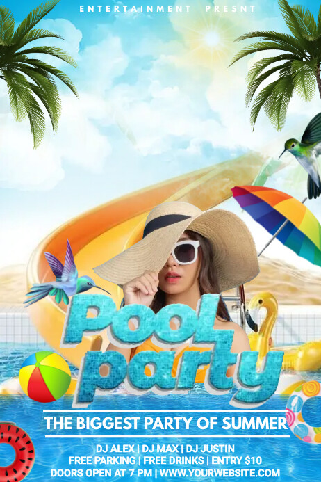 Pool party poster template design with fresh | PosterMyWall