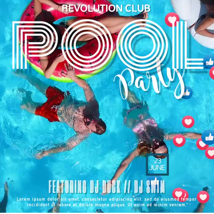 Pool Party Social Media Post Template | PosterMyWall