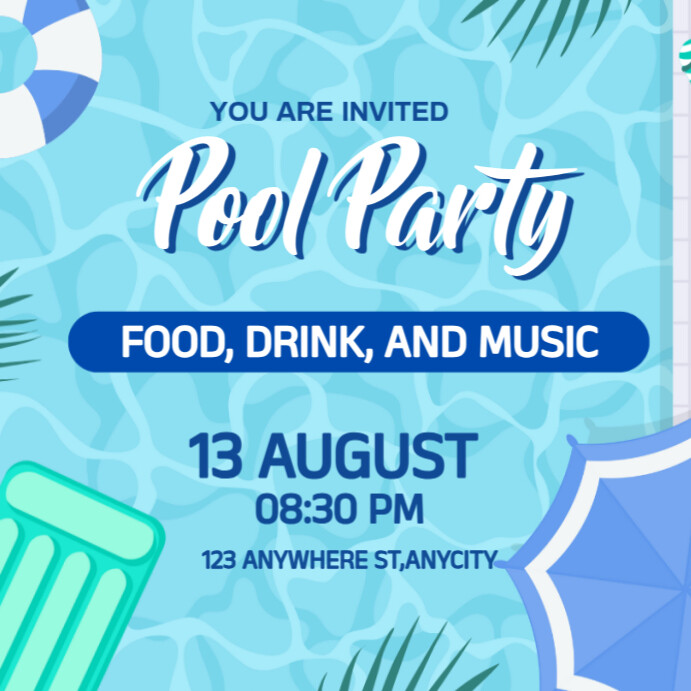 Pool Party Invitation Template | PosterMyWall