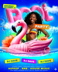 Pool party swimming bash water aqua party event promotion flyer online poster template Instagram Portrait