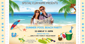 pool party ticket flyer Imagen Compartida en Facebook template