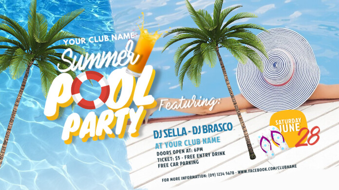 Pool Party Twitter Post Template | PosterMyWall