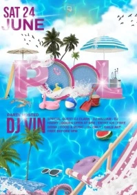 pool party video A4 template