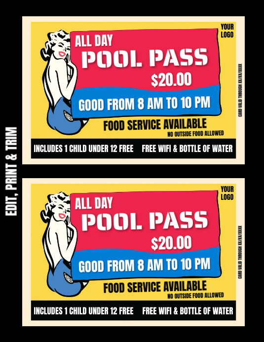 POOL PASS CARD Template | PosterMyWall