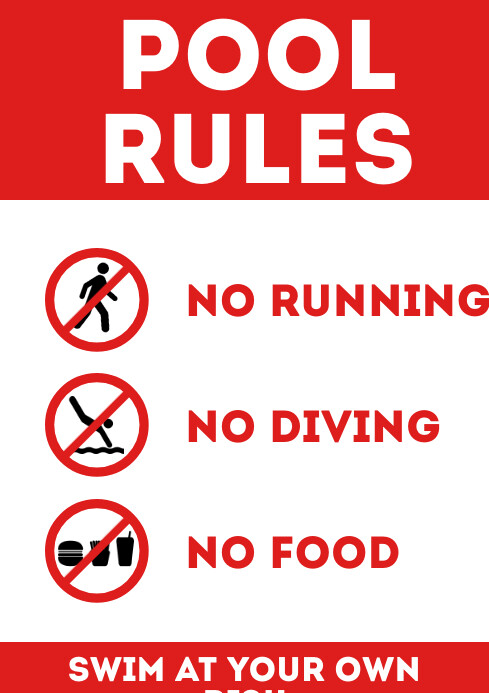 Pool Rules Sign Printable A4 Template PosterMyWall