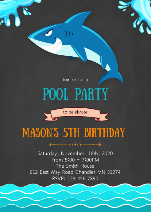 Pool Shark Birthday Party Invitation Template Postermywall