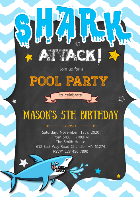 Modele Piscine Requin Anniversaire Fete Invitation Postermywall Modele Piscine Requin Anniversaire Fete Invitation Postermywall