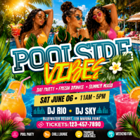Pool Side Vibes Summer Bash Post Instagram template