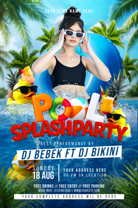Pool Splash Party for Summer Season Poster Design Template | PosterMyWall