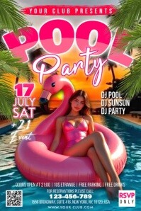 Pool Summer Party Banner 4' × 6' template