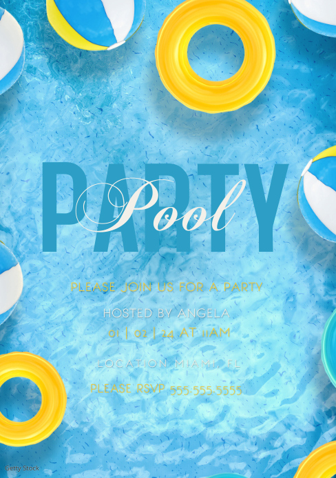 Blank Printable Pool Party Invitations