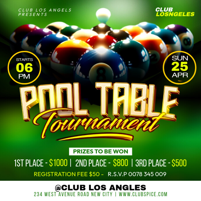 Modèle Pool table tournament billiards invitation flyer poster editable ...