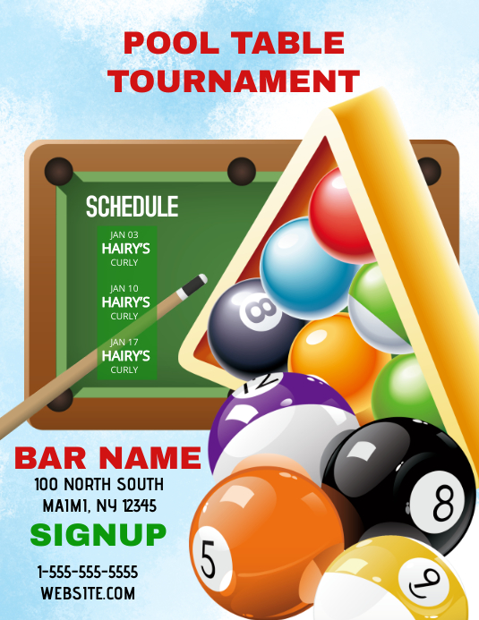 Pool Table Tournament Template | PosterMyWall