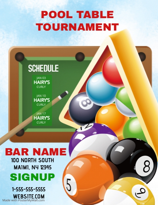 Pool Table Tournament Template PosterMyWall