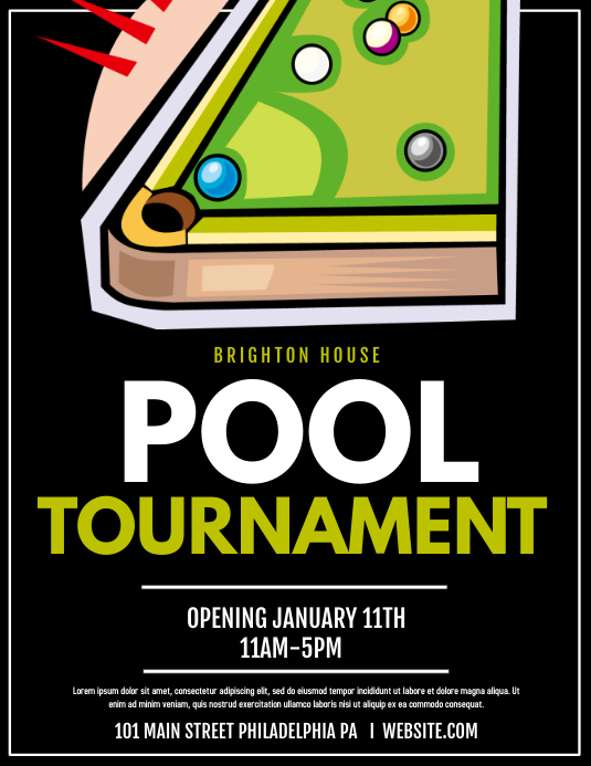 Pool Tournament Volantino (US Letter) template