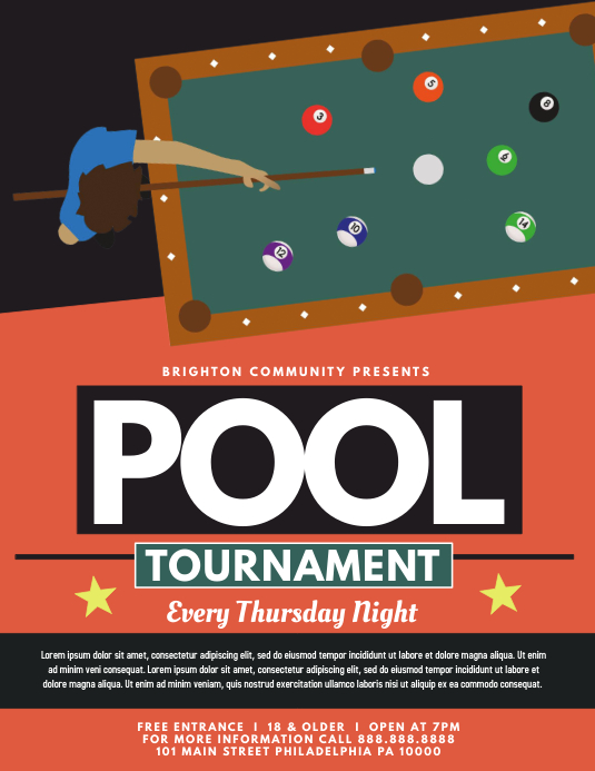Pool Compition Posters Pool tournament Template | PosterMyWall