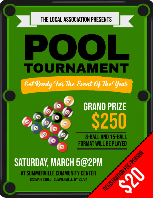 Pool Tournament Flyer Template | PosterMyWall
