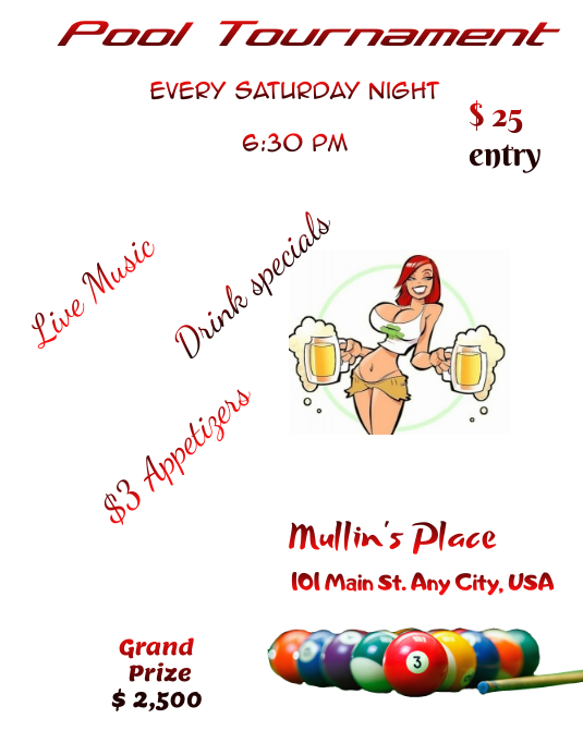 Pool Tournament Flyer Template PosterMyWall