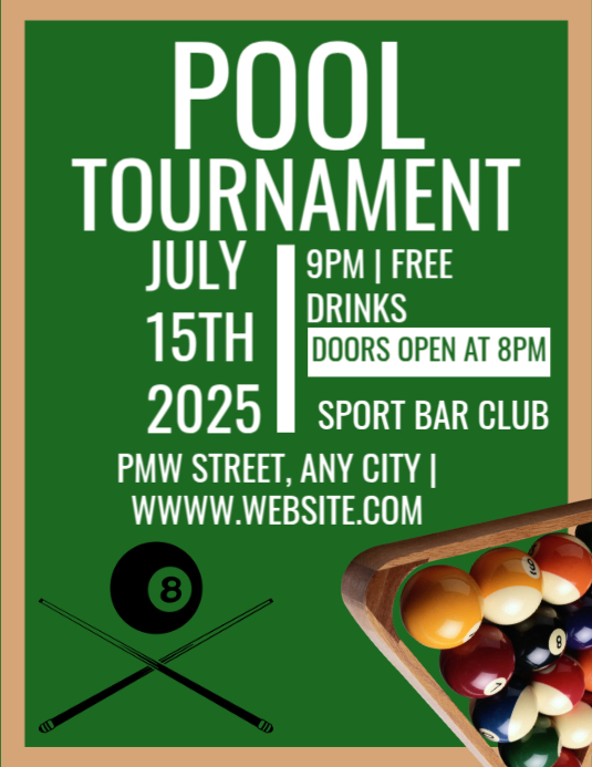 Pool Comp Posters pool tournament poster Template | PosterMyWall