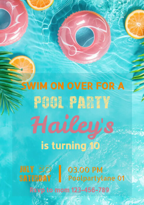 Fun Pool Invitations Pool Party Invitation A5 Template | PosterMyWall