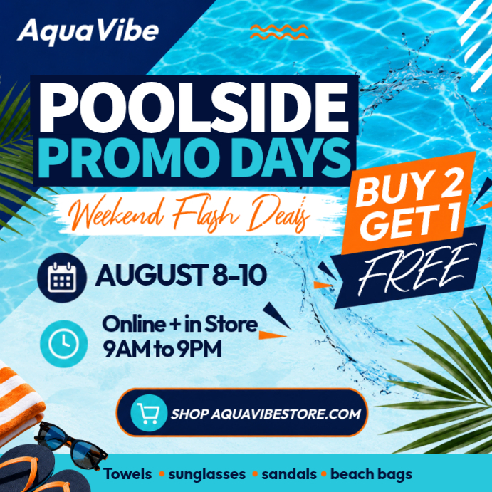Plantilla de Poolside Promotion Instagram Ad | PosterMyWall