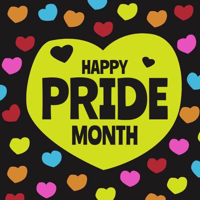 Pop colors hearts animation Happy Pride Month instagram template Square (1:1)