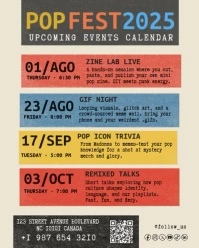 Pop Fest 2025 Animated Flyer – Arts, Trivia & Culture Event Schedule Instagram Portrait template