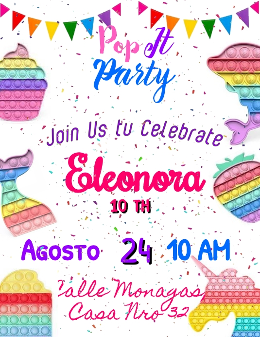POP IT INVITATION BIRTHDAY PARTY COLORES Template PosterMyWall