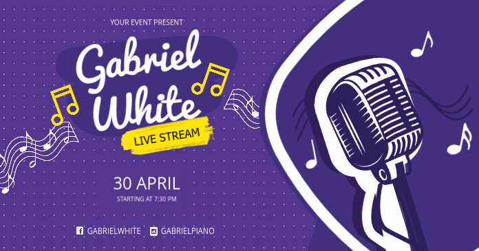 流行音乐现场直播音乐会facebook共享模板 Postermywall