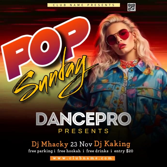 Pop Night Sunday Party Сообщение Instagram template