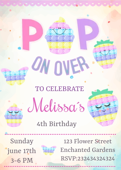 Pop on Over Invitation, pop it invitation A6 template