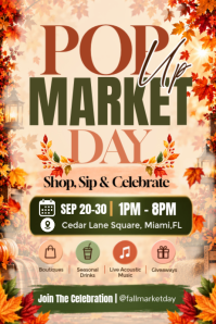 Brązowy Fall Market Event Affiche Template