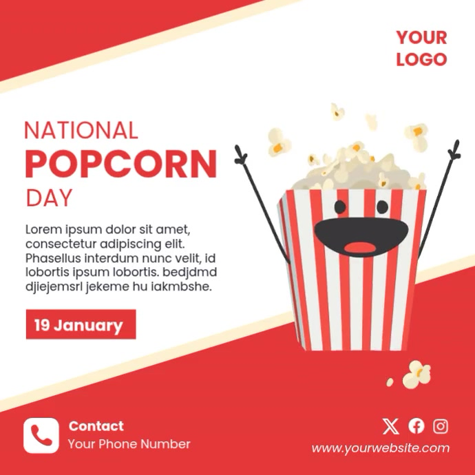 Popcorn Day Instagram Post Modelo | PosterMyWall
