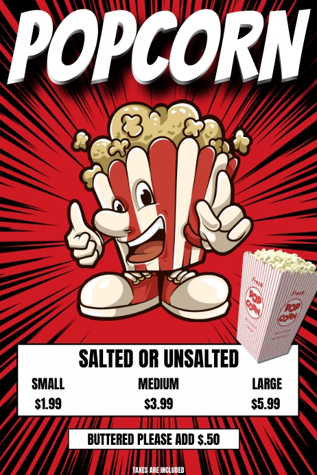 Popcorn Box Poster POPCORN POSTER Template | PosterMyWall