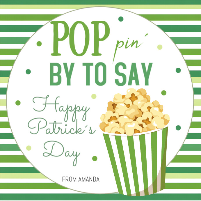 Poppin St Patricks Popcorn Gift Tag Instagram Plasing template