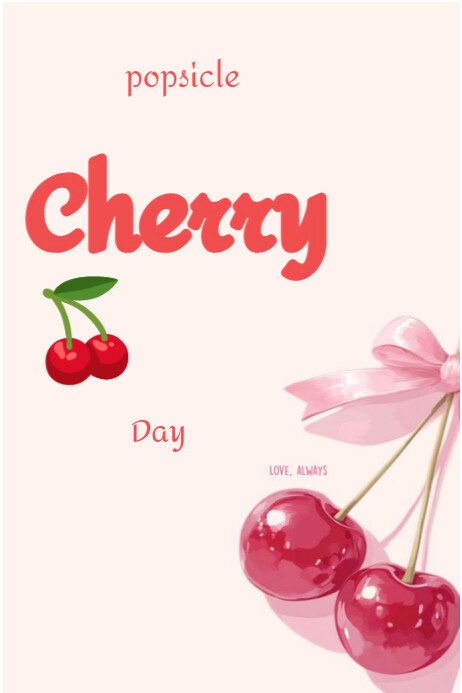 Popsicle cherry day Banner 4' × 6' template