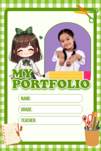 portfolio for kids green Póster template