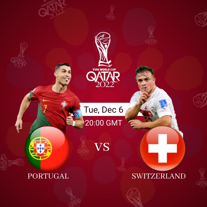 Portugal vs Switzerland FIFA world cup 2022 Instagram 帖子 template