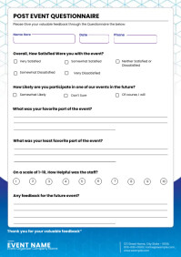 Post Event Questionnaire Template | PosterMyWall