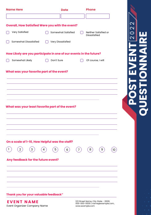 Questionaire Poster Copy of Post Event Questionnaire Template | PosterMyWall