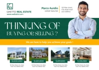 postcard real estate orange and green colors Carte postale template