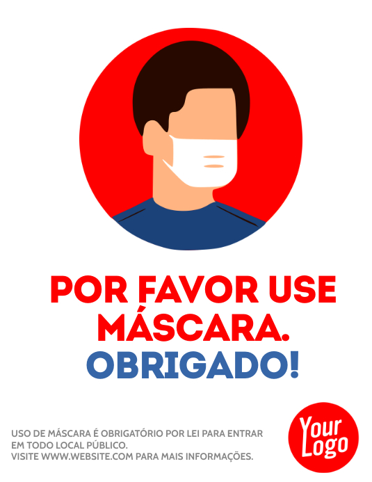 Poster banner Por favor use máscara obrigado Ulotka (US Letter) template