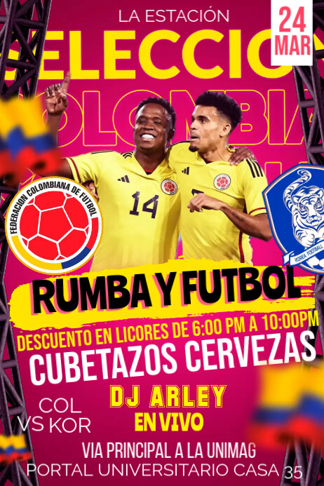 Poster de futbol , selección Colombia template