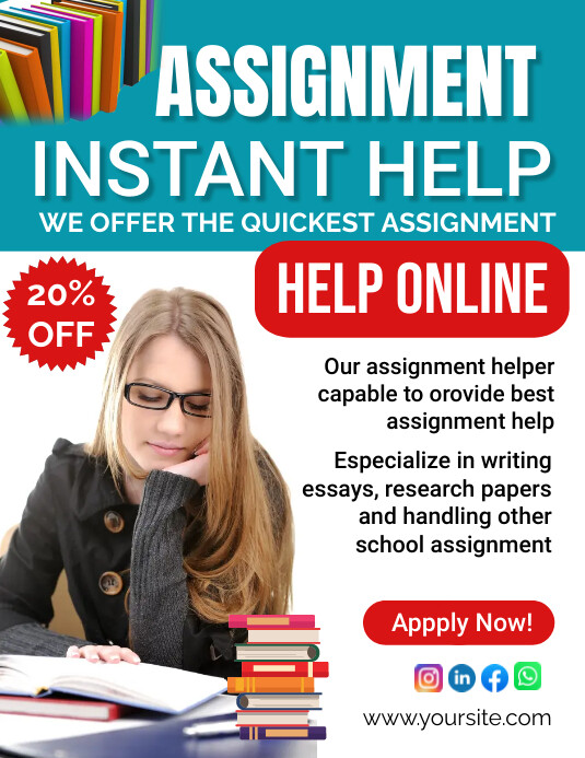 Assignment Posters Example Plantilla de Assignment Help Services | PosterMyWall